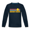 Sanibel Island, Florida Youth Long Sleeve Shirt - Retro Sunrise Youth Long Sleeve Sanibel Island Tee - deep navy