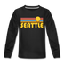 Seattle, Washington Youth Long Sleeve Shirt - Retro Sunrise Youth Long Sleeve Seattle Tee - black