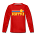 Seattle, Washington Youth Long Sleeve Shirt - Retro Sunrise Youth Long Sleeve Seattle Tee - red