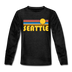 Seattle, Washington Youth Long Sleeve Shirt - Retro Sunrise Youth Long Sleeve Seattle Tee - charcoal gray