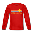 South Carolina Youth Long Sleeve Shirt - Retro Sunrise Youth Long Sleeve South Carolina Tee - red
