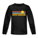 South Carolina Youth Long Sleeve Shirt - Retro Sunrise Youth Long Sleeve South Carolina Tee - charcoal gray