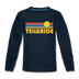 Telluride, Colorado Youth Long Sleeve Shirt - Retro Sunrise Youth Long Sleeve Telluride Tee - deep navy