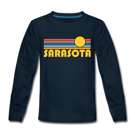 Sarasota, Florida Youth Long Sleeve Shirt - Retro Sunrise Youth Long Sleeve Sarasota Tee