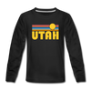 Utah Youth Long Sleeve Shirt - Retro Sunrise Youth Long Sleeve Utah Tee - black