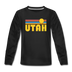 Utah Youth Long Sleeve Shirt - Retro Sunrise Youth Long Sleeve Utah Tee - black