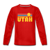 Utah Youth Long Sleeve Shirt - Retro Sunrise Youth Long Sleeve Utah Tee - red