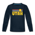 Utah Youth Long Sleeve Shirt - Retro Sunrise Youth Long Sleeve Utah Tee - deep navy