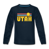 Utah Youth Long Sleeve Shirt - Retro Sunrise Youth Long Sleeve Utah Tee - deep navy