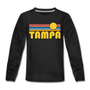 Tampa, Florida Youth Long Sleeve Shirt - Retro Sunrise Youth Long Sleeve Tampa Tee - black