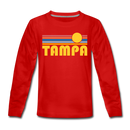 Tampa, Florida Youth Long Sleeve Shirt - Retro Sunrise Youth Long Sleeve Tampa Tee - red