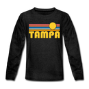 Tampa, Florida Youth Long Sleeve Shirt - Retro Sunrise Youth Long Sleeve Tampa Tee - charcoal gray