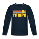 Tampa, Florida Youth Long Sleeve Shirt - Retro Sunrise Youth Long Sleeve Tampa Tee - deep navy