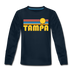 Tampa, Florida Youth Long Sleeve Shirt - Retro Sunrise Youth Long Sleeve Tampa Tee - deep navy