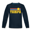Tampa, Florida Youth Long Sleeve Shirt - Retro Sunrise Youth Long Sleeve Tampa Tee - deep navy