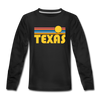 Texas Youth Long Sleeve Shirt - Retro Sunrise Youth Long Sleeve Texas Tee - black