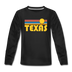 Texas Youth Long Sleeve Shirt - Retro Sunrise Youth Long Sleeve Texas Tee - black