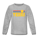 Texas Youth Long Sleeve Shirt - Retro Sunrise Youth Long Sleeve Texas Tee - heather gray