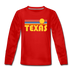 Texas Youth Long Sleeve Shirt - Retro Sunrise Youth Long Sleeve Texas Tee - red