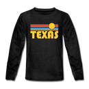 Texas Youth Long Sleeve Shirt - Retro Sunrise Youth Long Sleeve Texas Tee - charcoal gray