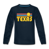Texas Youth Long Sleeve Shirt - Retro Sunrise Youth Long Sleeve Texas Tee - deep navy