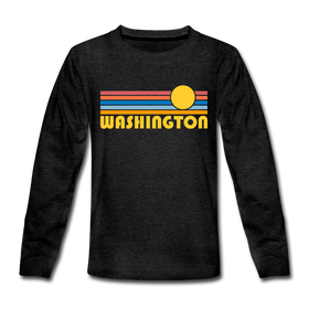 Washington Youth Long Sleeve Shirt - Retro Sunrise Youth Long Sleeve Washington Tee
