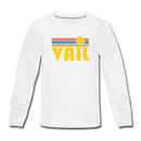 Vail, Colorado Youth Long Sleeve Shirt - Retro Sunrise Youth Long Sleeve Vail Tee - white