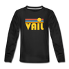 Vail, Colorado Youth Long Sleeve Shirt - Retro Sunrise Youth Long Sleeve Vail Tee - black