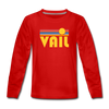 Vail, Colorado Youth Long Sleeve Shirt - Retro Sunrise Youth Long Sleeve Vail Tee - red