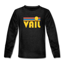 Vail, Colorado Youth Long Sleeve Shirt - Retro Sunrise Youth Long Sleeve Vail Tee - charcoal gray