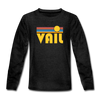 Vail, Colorado Youth Long Sleeve Shirt - Retro Sunrise Youth Long Sleeve Vail Tee - charcoal gray