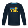 Vail, Colorado Youth Long Sleeve Shirt - Retro Sunrise Youth Long Sleeve Vail Tee - deep navy