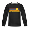 West Virginia Youth Long Sleeve Shirt - Retro Sunrise Youth Long Sleeve West Virginia Tee - black