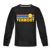 Vermont Youth Long Sleeve Shirt - Retro Sunrise Youth Long Sleeve Vermont Tee - black
