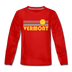 Vermont Youth Long Sleeve Shirt - Retro Sunrise Youth Long Sleeve Vermont Tee - red