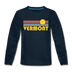 Vermont Youth Long Sleeve Shirt - Retro Sunrise Youth Long Sleeve Vermont Tee - deep navy