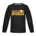 Wyoming Youth Long Sleeve Shirt - Retro Sunrise Youth Long Sleeve Wyoming Tee - black