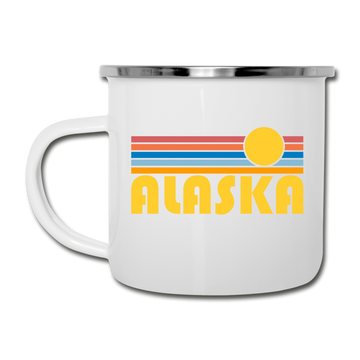 Alaska Camp Mug - Retro Sun Alaska Mug - white