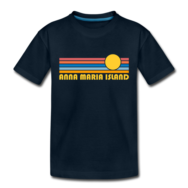 Anna Maria Island, Florida Toddler T-Shirt - Retro Sun Anna Maria Island Toddler Tee - deep navy