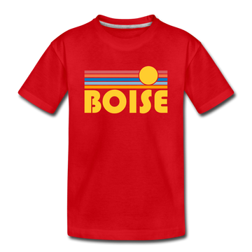 Boise, Idaho Toddler T-Shirt - Retro Sun Boise Toddler Tee - red