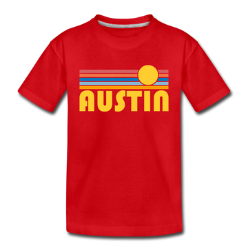 Austin, Texas Toddler T-Shirt - Retro Sun Austin Toddler Tee - red