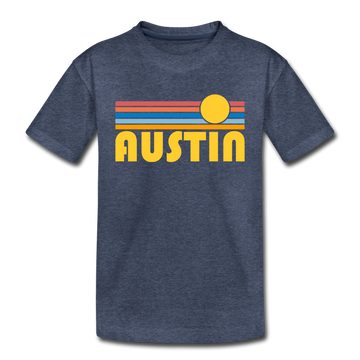 Austin, Texas Toddler T-Shirt - Retro Sun Austin Toddler Tee - heather blue