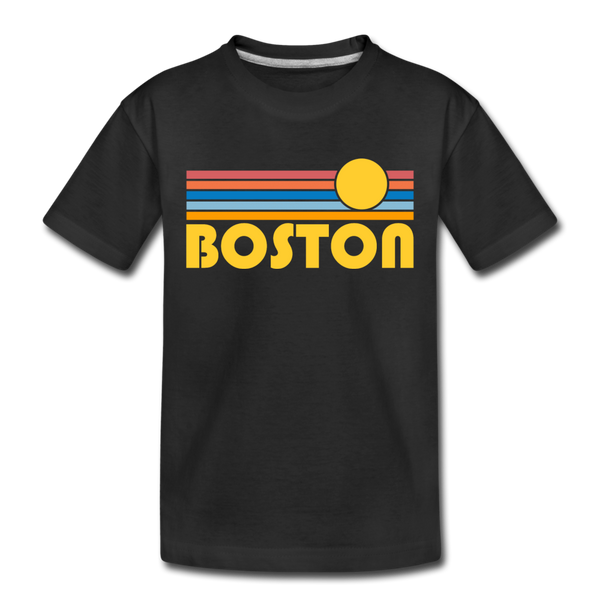 Boston, Massachusetts Toddler T-Shirt - Retro Sun Boston Toddler Tee - black