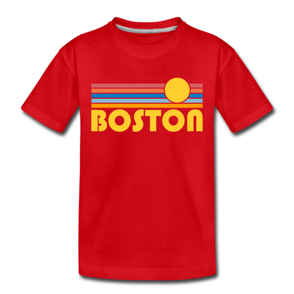 Boston, Massachusetts Toddler T-Shirt - Retro Sun Boston Toddler Tee - red