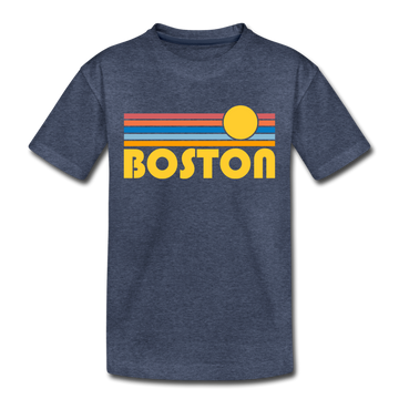 Boston, Massachusetts Toddler T-Shirt - Retro Sun Boston Toddler Tee - heather blue