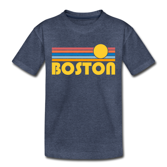 Boston, Massachusetts Toddler T-Shirt - Retro Sun Boston Toddler Tee - heather blue
