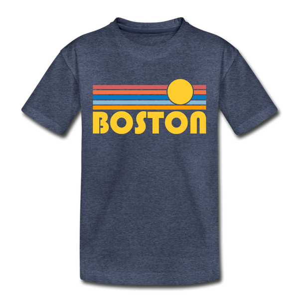 Boston, Massachusetts Toddler T-Shirt - Retro Sun Boston Toddler Tee - heather blue
