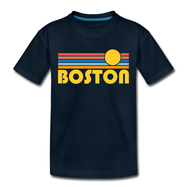 Boston, Massachusetts Toddler T-Shirt - Retro Sun Boston Toddler Tee - deep navy