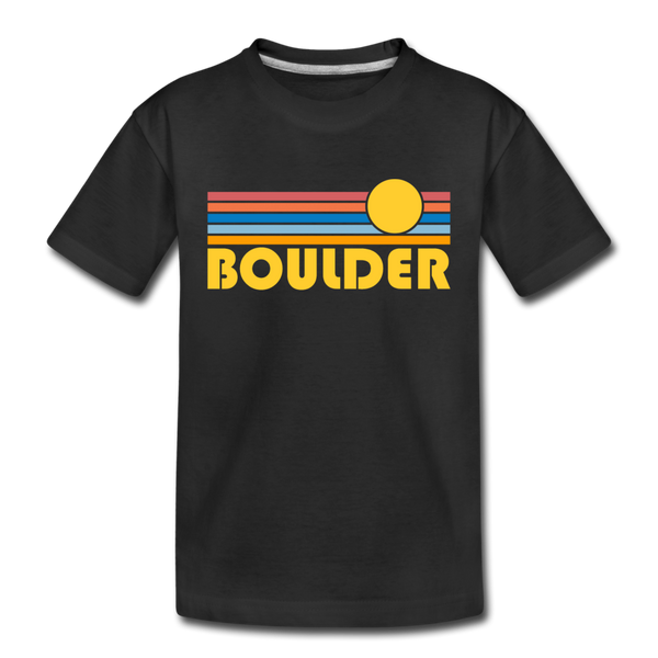 Boulder, Colorado Toddler T-Shirt - Retro Sun Boulder Toddler Tee - black