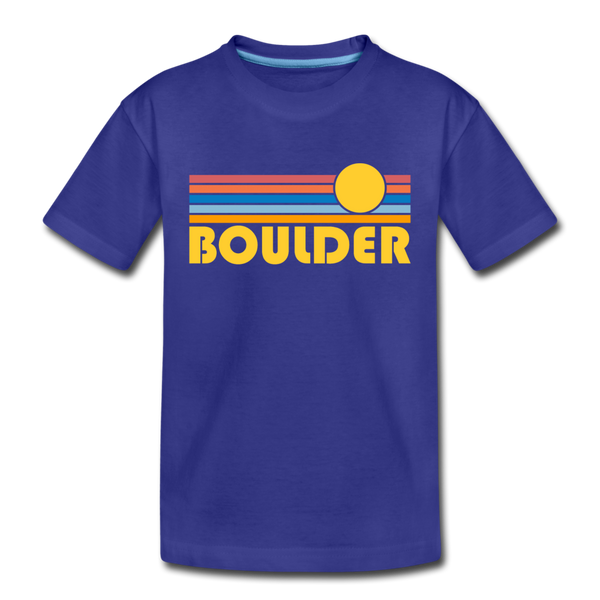 Boulder, Colorado Toddler T-Shirt - Retro Sun Boulder Toddler Tee - royal blue